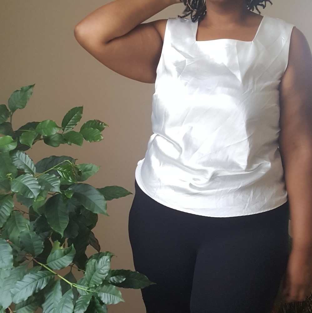 White satin dress tank top